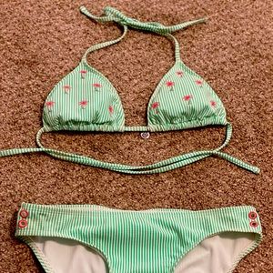 Seersucker green & white bikini
